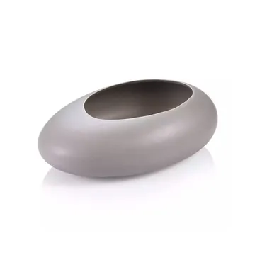 VASO OVALE BASSO STONES, GRIGIO