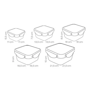 SET 5 CONTENITORI QUADRATI