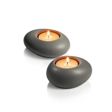 PORTA TEALIGHT STONES, GRIGIO