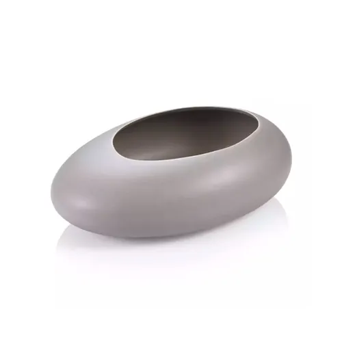 VASO OVALE BASSO STONES, GRIGIO