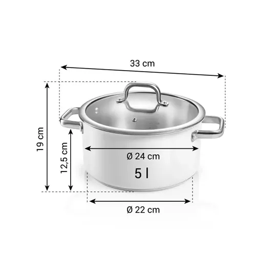 CASSERUOLA CON COPERCHIO ø 24 CM, 5 L