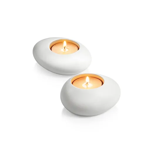 PORTA TEALIGHT STONES, BIANCO