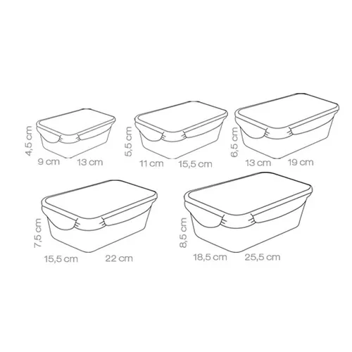 SET 5 CONTENITORI RETTANGOLARI